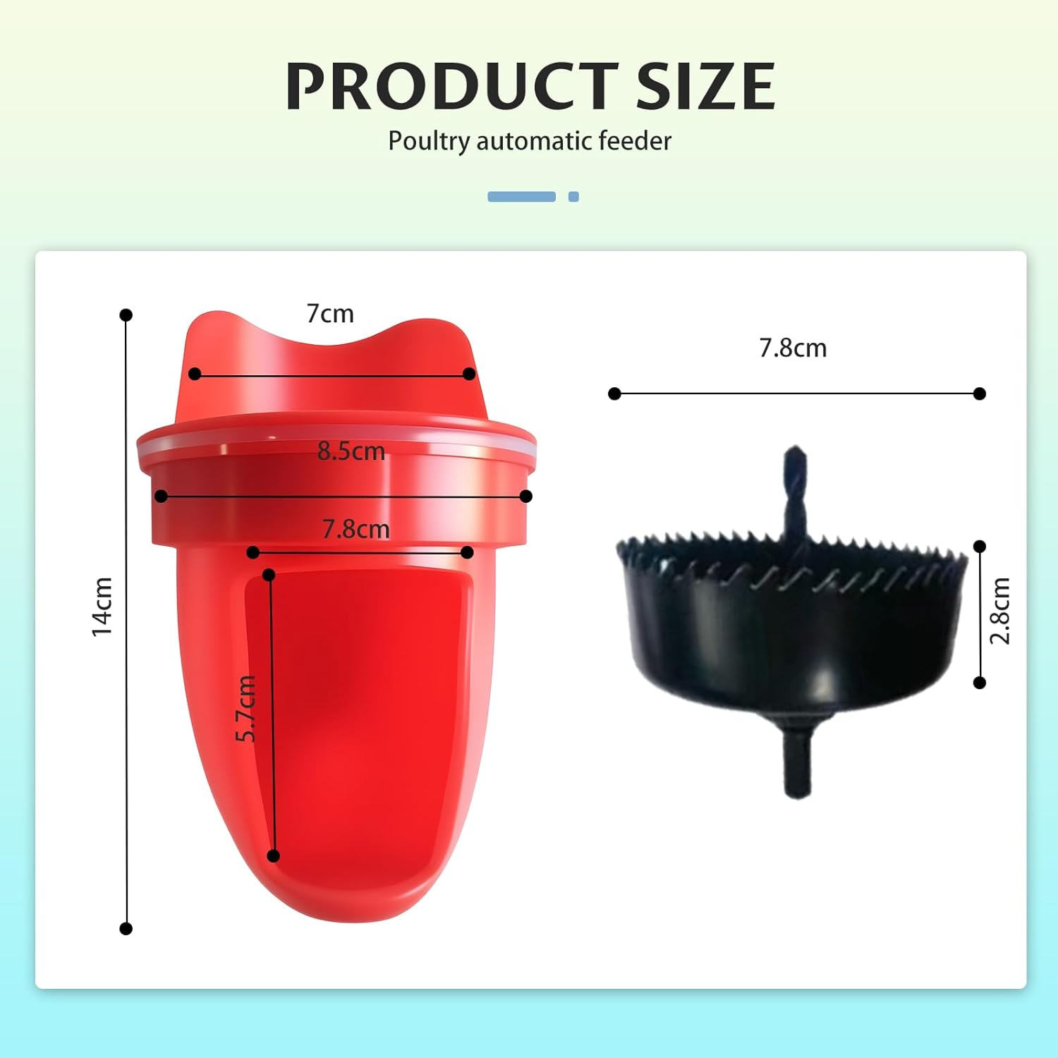 6 Port Chicken Feeder for Bucket No Waste Automatic Gravity Poultry Feeder, Rat Proof Weatherproof, Easy to Install for Hens, Chicks, and Wild Birds (Red, PP Material) image number 1