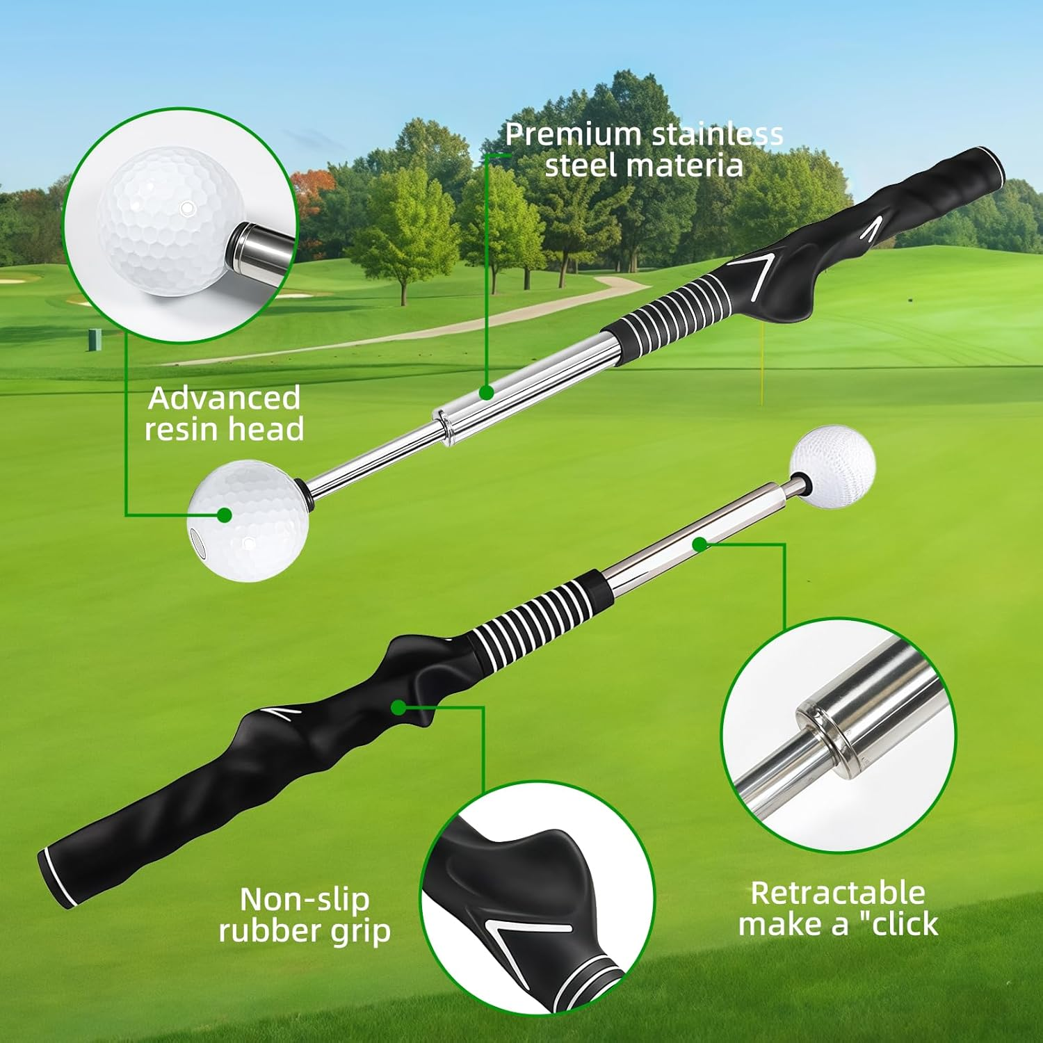 Retractable Golf Swing Trainer Aid, Golf Grip Trainer, Golf Accessories - Strength & Tempo Training for Chipping Hitting &ndash;Ideal for Beginners, Indoor & Outdoor Practice image number 6