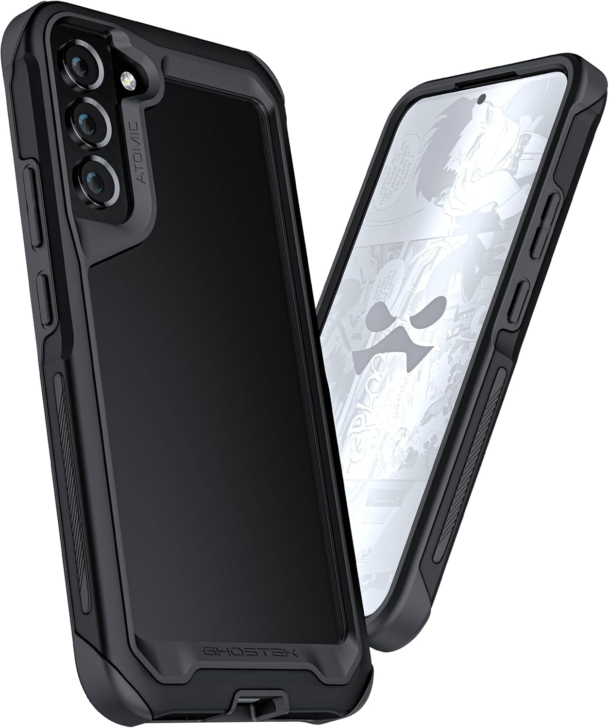 Ghostek ATOMIC Slim S22+ plus Case with Crystal Clear Back and Aluminum Metal Bumper Heavy Duty Protection Wireless Charging Compatible Designed for 2022 Samsung Galaxy S22+ plus 5G (6.6 Inch) (Black)