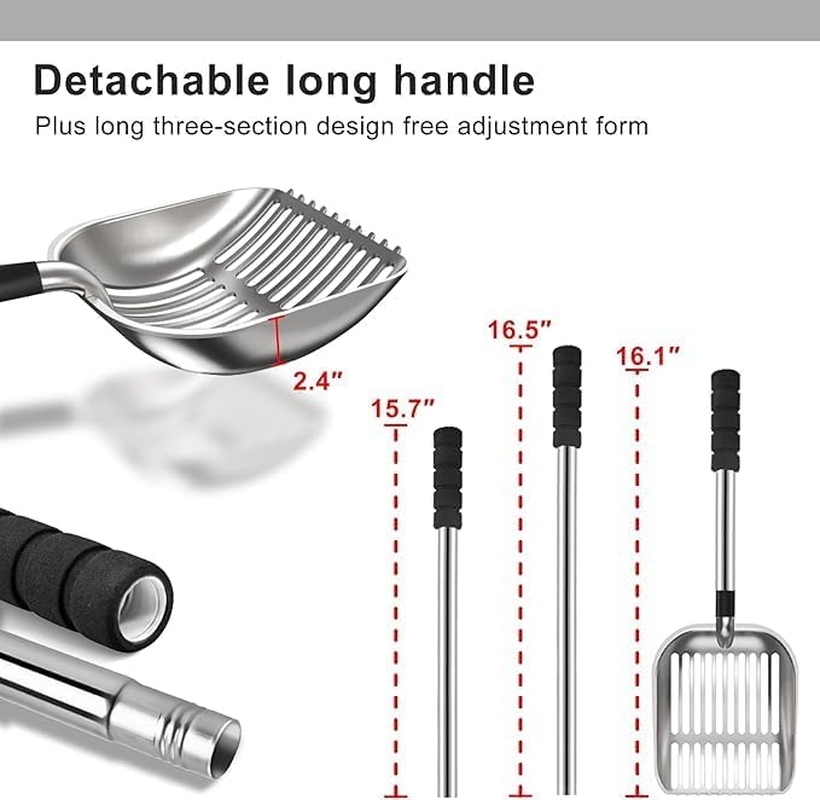 MEILANHUI Metal Cat Litter Scoop, Durable and Efficient Scoop with Long Handle, Detachable Components, Stainless Steel Cat Litter Scoop, Easy to Clean the Sieve Scoop image number 6