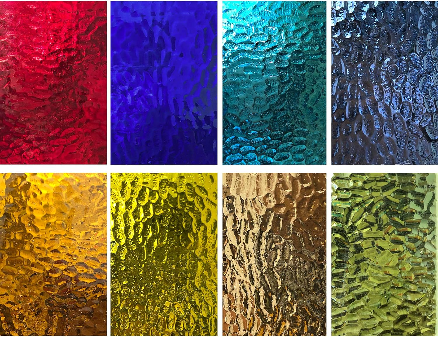 LITMIND 8 Sheets of Stained Glass Sheets, 4X6 Inch Glass Mosaics Tiles for Crafts, Ripple Cathedral Textures Art Large Stain Glass Sheets for Stained Glass Projects (Translucent)