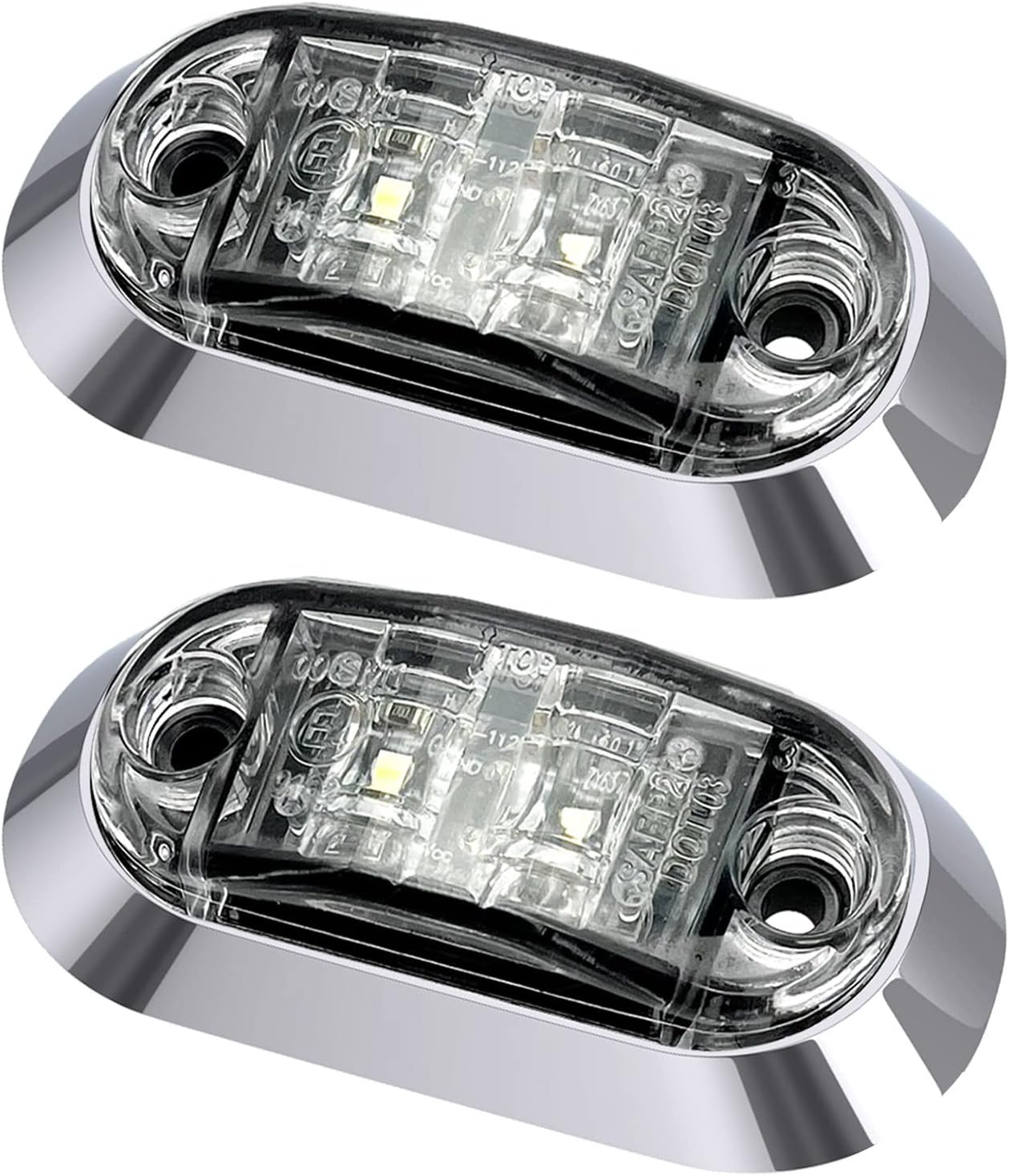 Dream Lighting 2 Pack 12V DC Cool White LED Sleek Side Marker Clearance Lights Indicators Trailer Truck RV Motorcycle Lamp Surface Mount