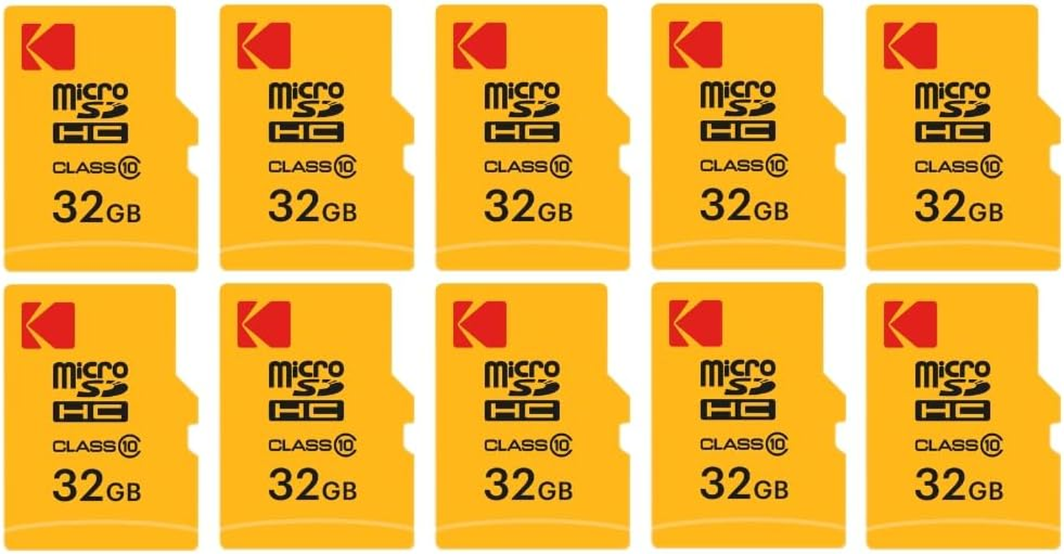 KODAK Pack of 10 Micro SDHC Memory Cards 32GB with Adapter - High Speed Memory Solution