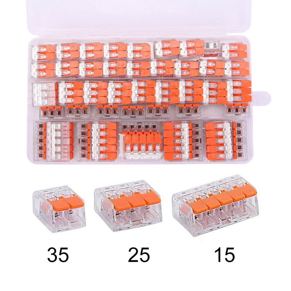 Yotsuba Lever Nut Wire Connector Kit, 75 Pcs Electrical Connector Wire Block Clamp Terminal Compact Lever (2 Port, 3 Port & 5 Port) image number 2
