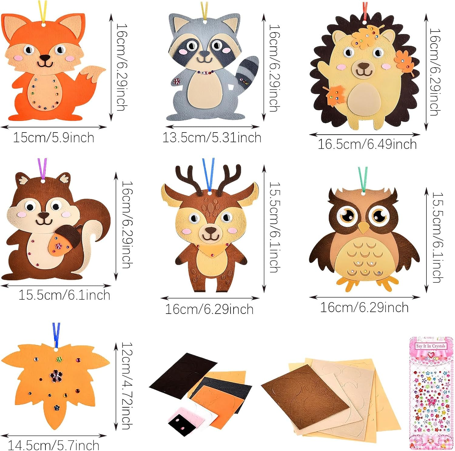 SSKHE 13 Animals Craft Set Autumn Creative Set DIY Autumn Gift Leaf with Owl, Hedgehog, Squirrel, Fox, Raccoon, Deer Creative Sets for Crafts Forest Animals Creative Craft Supplies for Boys Girls