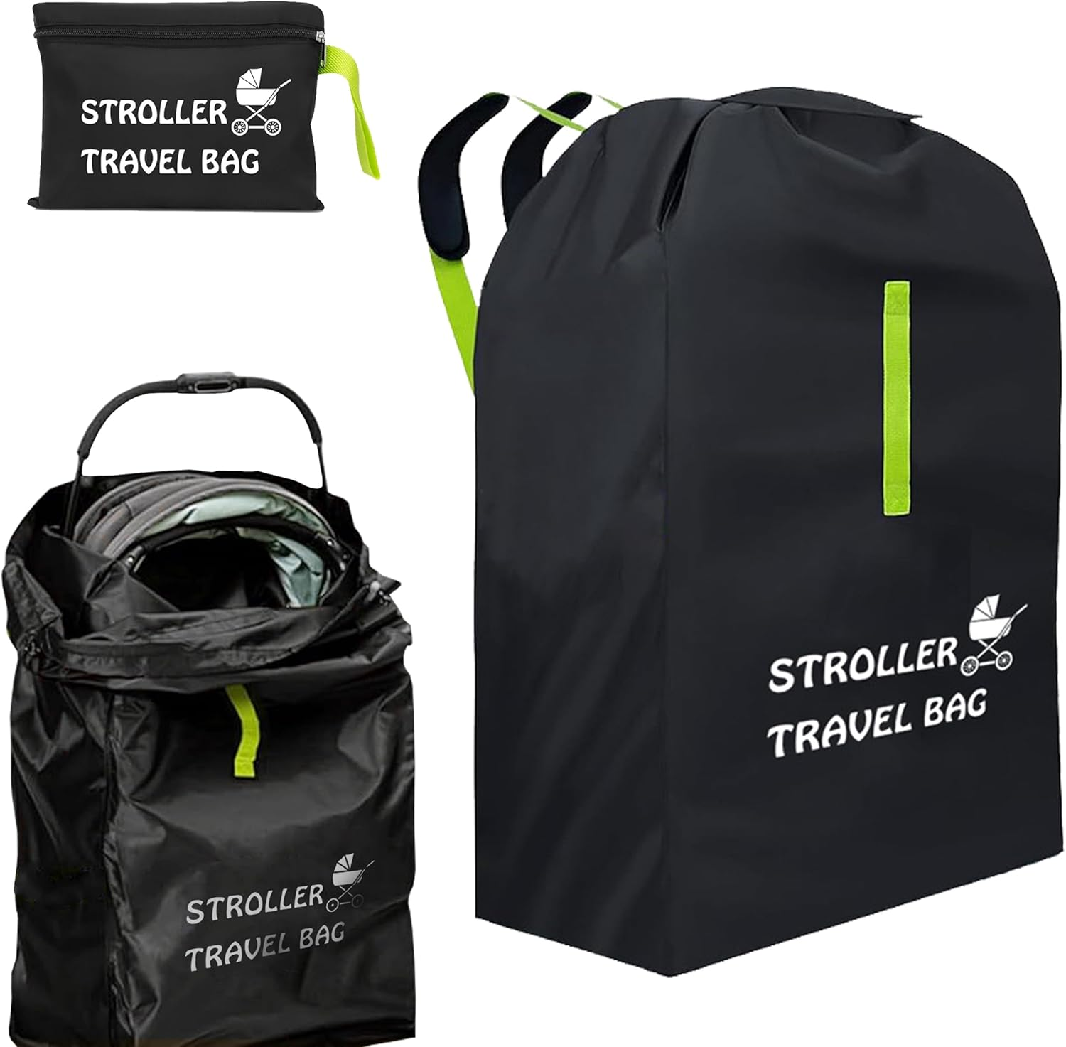 Bestbless Stroller Travel Bag, Portable Pram Bag for Airplane, Car Seat Travel Bag, Large Pushchair Cover with Shoulder Strap, Waterproof Gate Check Bag for Infant Strollers image number 4