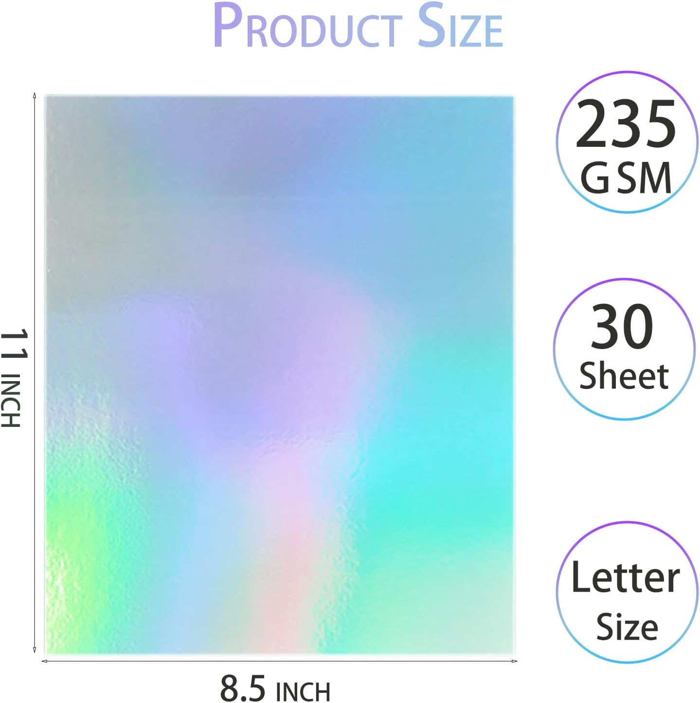 30 Sheets Holographic Cardstock, A4 Sliver Metallic Iridescent Mirror Paper Foil Board Reflective Sheets for Scrapbook Poster DIY Craft image number 1