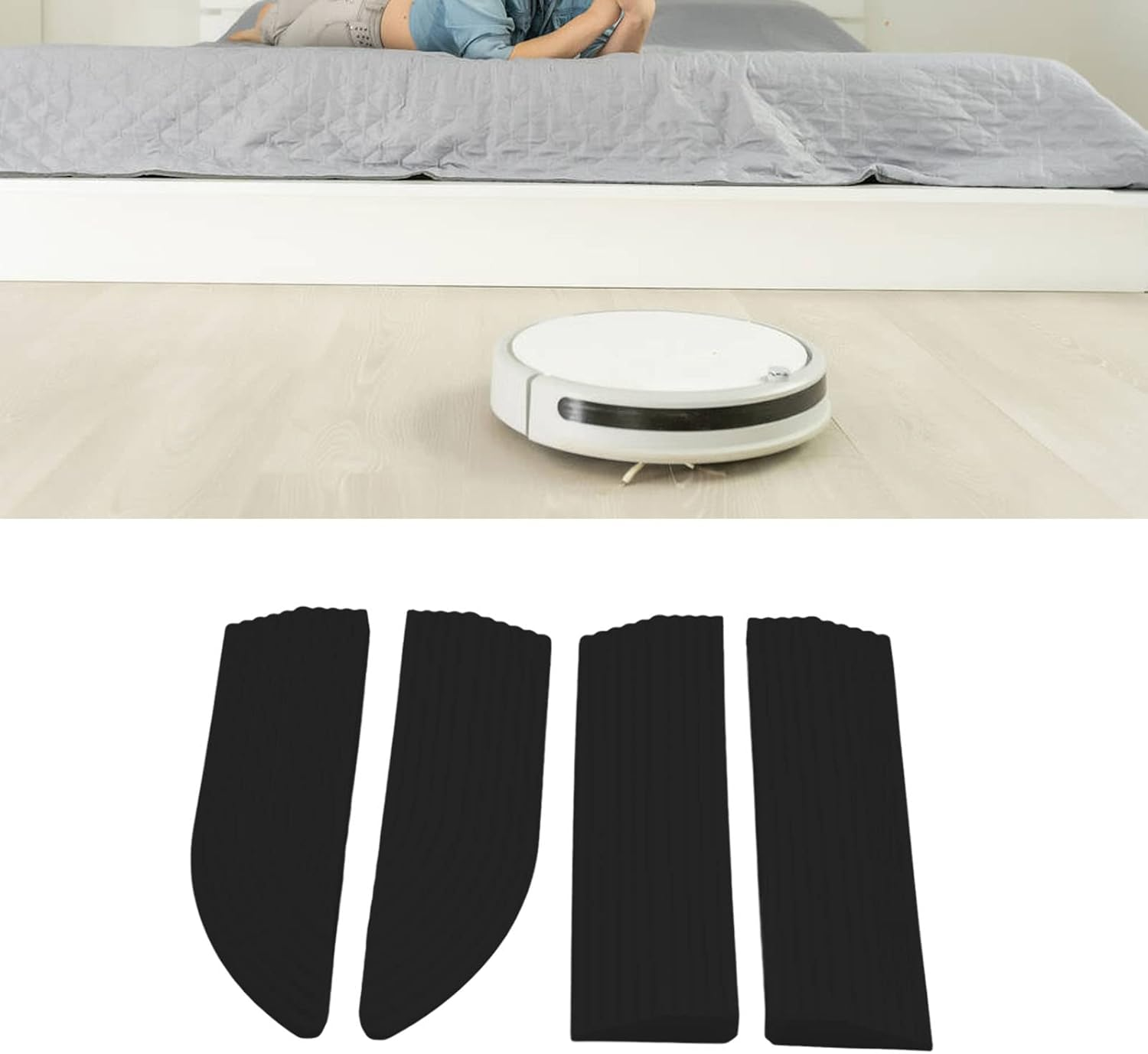 Rubber Wheelchair Threshold Strip Non Slip Threshold Ramp for Vacuum Cleaner Robot Durable Universal Door Sill for Sweepers, Electric Scooters, with Accessories & Parts - Grey image number 7