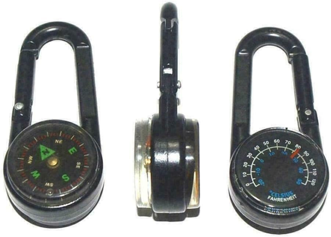 3 in 1 Multifunctional Compass Thermometer Hiking Tactical Carabiner Keychain for Camping, Hiking,Travel