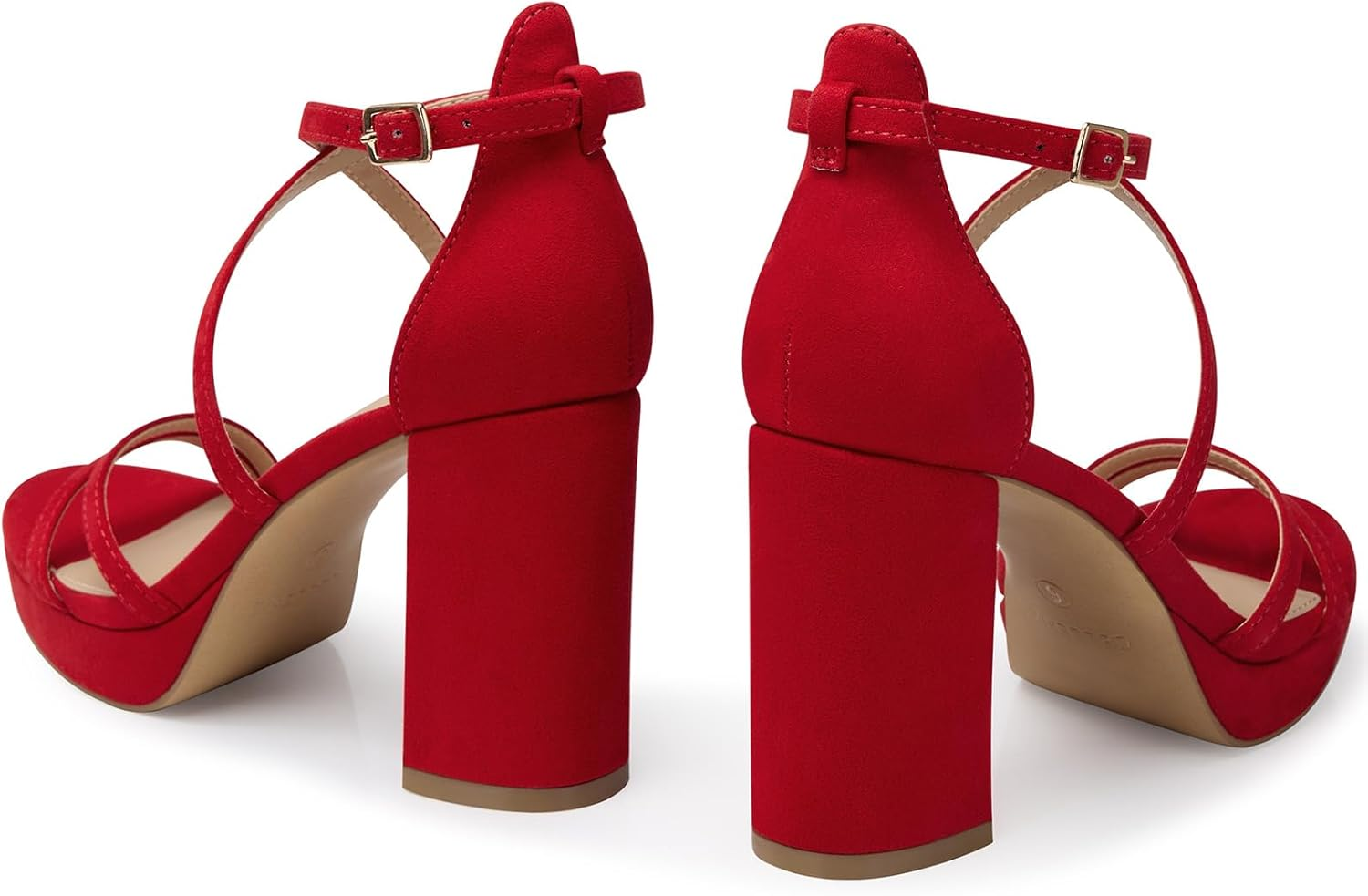 Women Strappy Platform Heels: 3.4 Inch Chunky Heeled Sandals, Comfortable Sexy Block High Heels, for Prom Party Bridal Wedding Black White Silver Nude Dressy Shoes image number 7