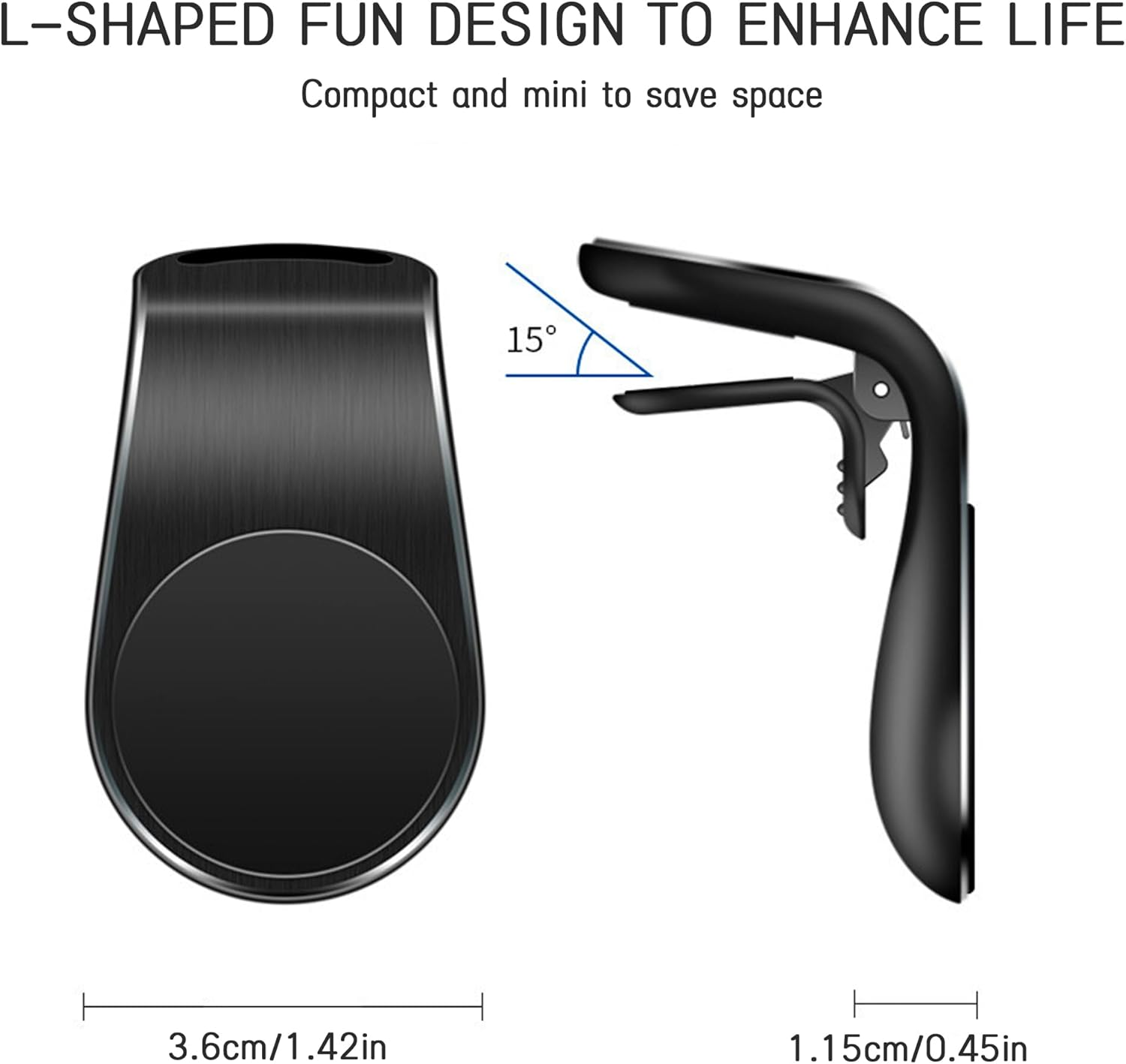 Mobile Phone Navigation Magnetic Bracke, Magnetic Phone Holder for Car, L Type 360&deg; Rotatable Non-Slip Automobile Cradles, Navigation Bracket for Any Smartphone (Black) image number 5