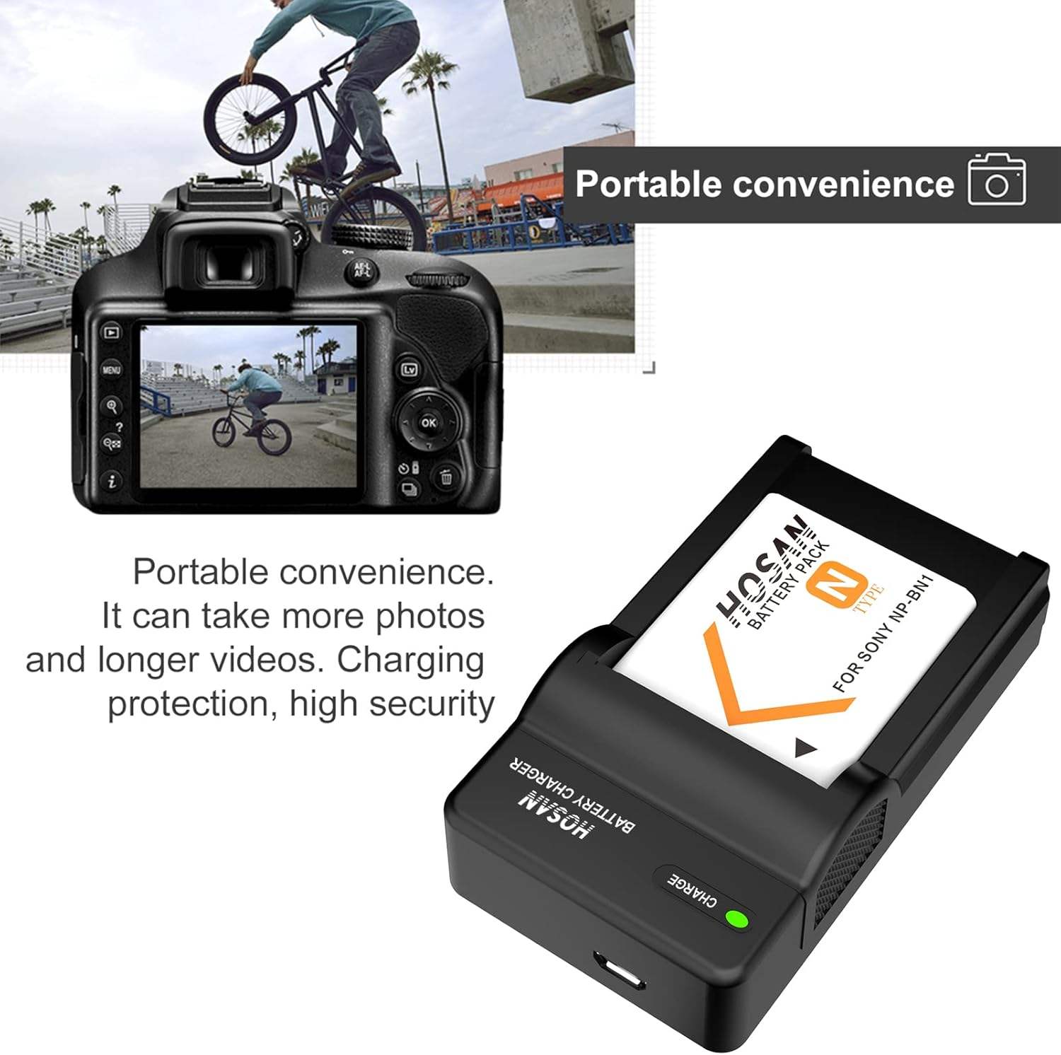 NP-BN1 Replacement Battery (2-Pack) and Portable Micro USB Charger Kit for NP-BN1 DSC-QX10, DSC-QX100, DSC-T99, DSC-T110, DSC-TF1, DSC-TX5 image number 3