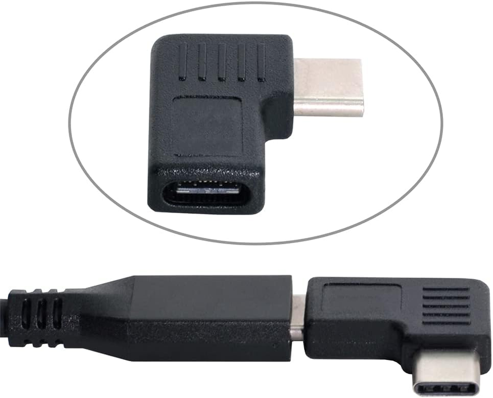 NFHK 90 Degree Right & Left Angled USB 3.1 Type-C Male to Female Extension Adapter for Laptop & Tablet & Mobile Phone image number 2