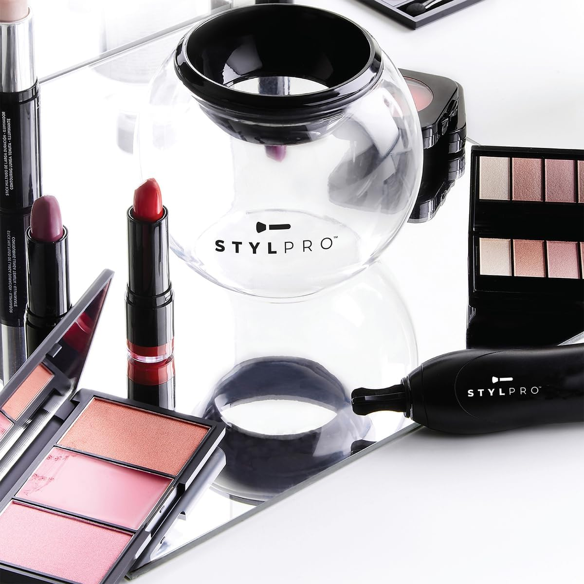 STYLPRO Premium Electric Makeup Brush Cleaner & Dryer Machine Including Spinning Device & Professional Brush Cleanser Solution, Fits Most Brushes, Clean and Dry Brushes in Seconds, Award Winning