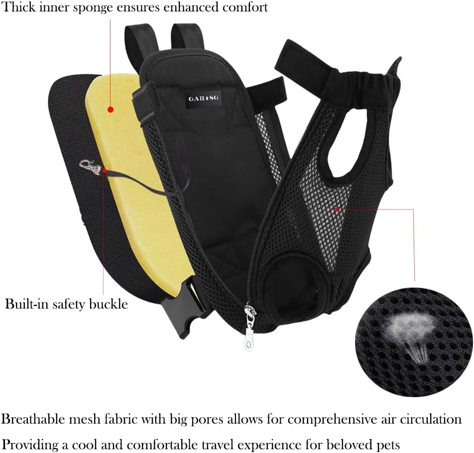 GAHOSG Dog Cat Carrier Backpack Adjustable Pet Carrier Backpack Travel Bag, Easy-Fit for Traveling Hiking Camping for Small Medium Dogs Cats Puppies,Black, Large image number 3