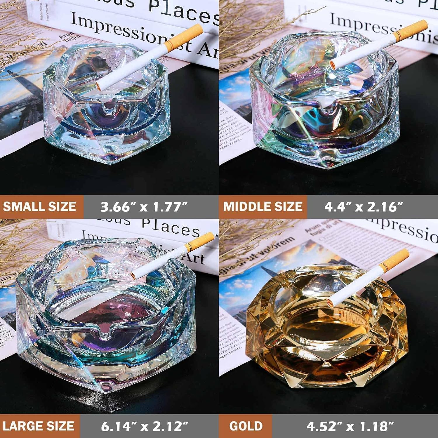 Glass Ashtray for Cigarettes, Tabletop Ashtray and Modern Decoration for Home Office Bar Restaurant Indoor Outdoor image number 4