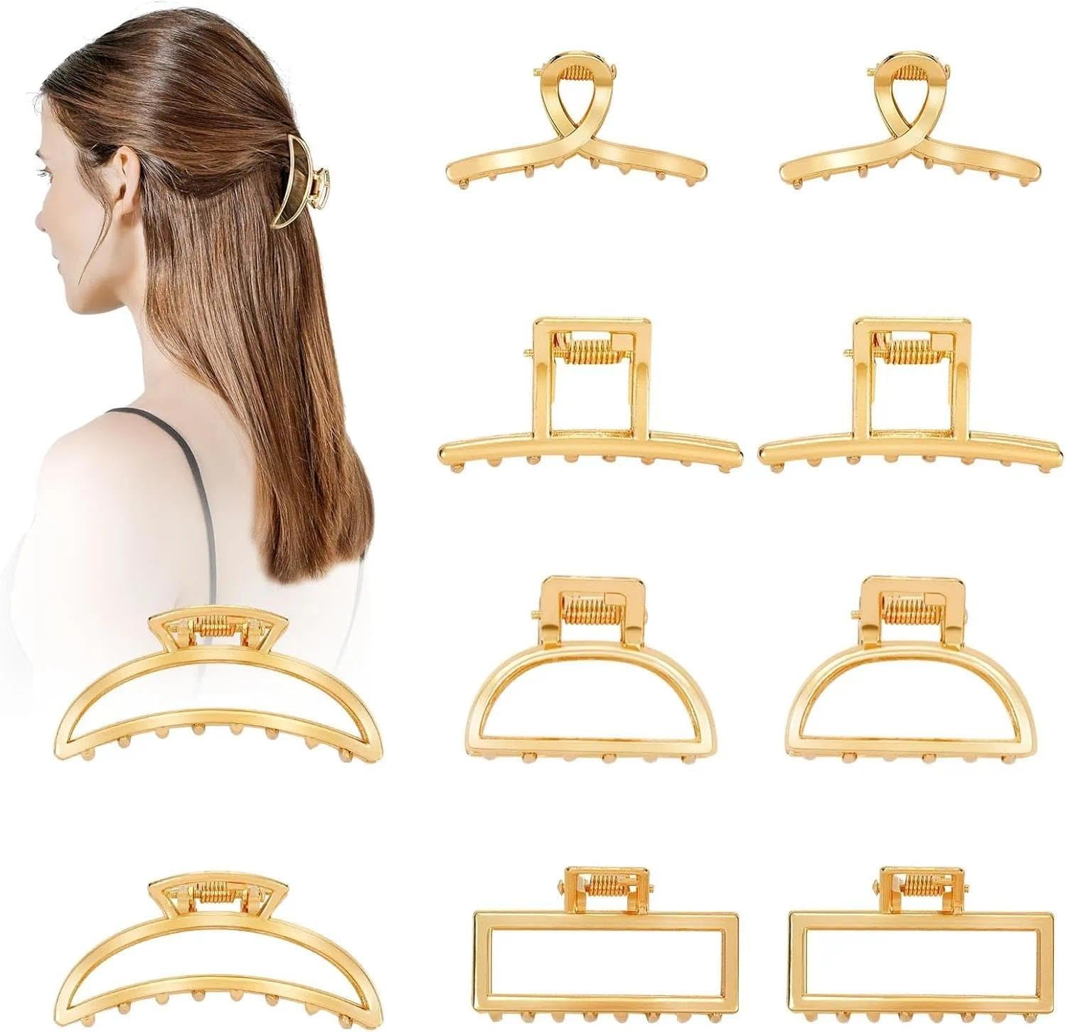 Metal Small Claw Clip, Gold Hair Accessory 4.6-5.1 Cm for Women Girls, Compatible with Long Thick Thin Straight Curly Wavy Hair CRFY image number 2