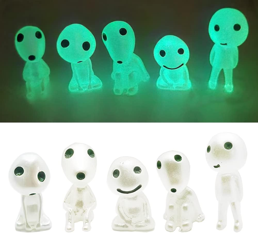 Ponjowl 5 Pcs Luminous Tree Elves Spirit Gardening Potted Decoration Micro Landscape Figures Ornament Fluorescent Green image number 2