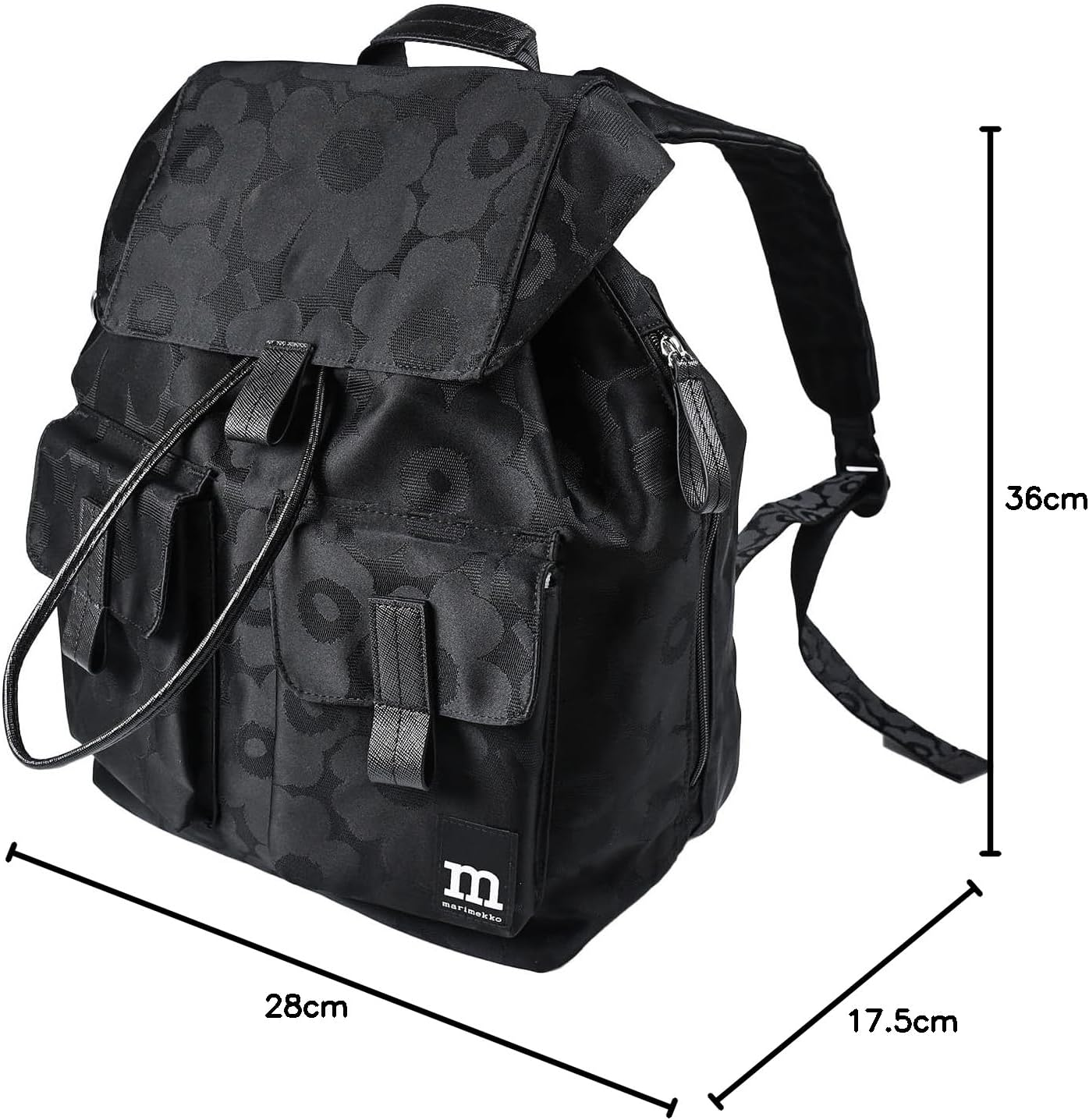 Marimekko 092229 999 Women'S Backpack, Bag and Backpack, Everything Unikko Women'S, Black X White, Scandinavian Miscellaneous Goods, Scandinavian Design, Black, Free Size image number 3