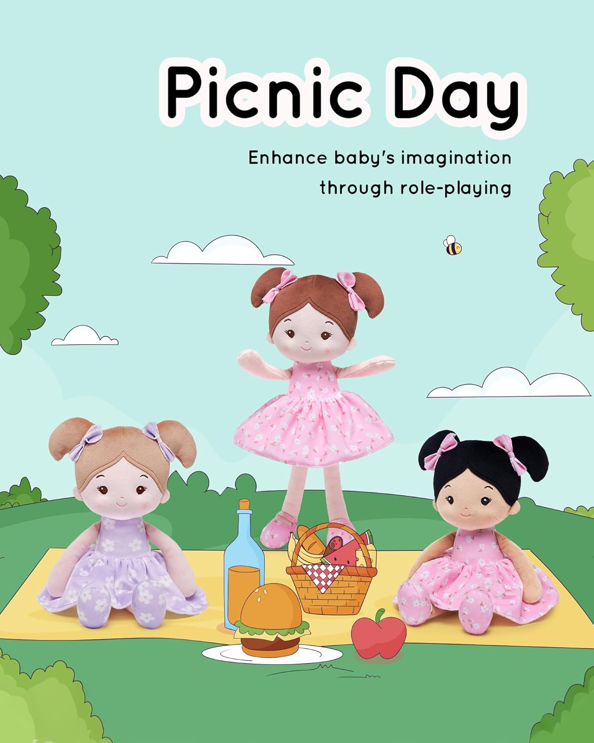 Leyadoll Soft Baby Doll Toys (12''), My First Baby Rag Doll for 1 Year-Old Girl Birthday, Leya Doll Christmas Plush Toys for Toddler Kids Infants -Florabelle-Pink image number 6