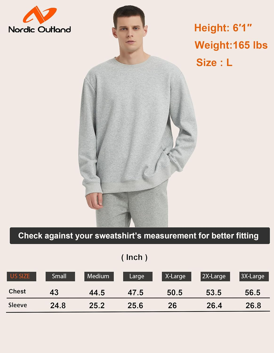 Men'S Heavy Weight Crew Neck Sweatshirt Soft Fleece Lined, Long Sleeve Classic Warm Pullover Basic Top image number 4