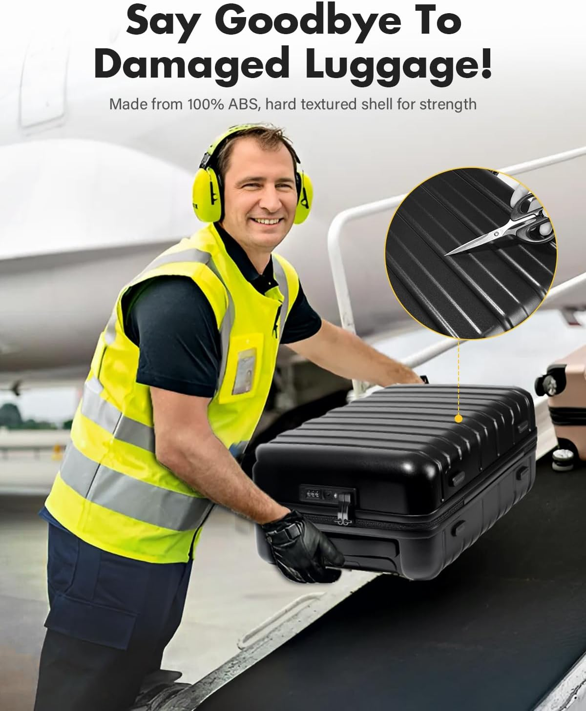 Lekesky 20 Inch Carry on Luggage for Airplanes - Hard Shell Suitcase Lightweight Spinner Wheels Durable ABS Carry on Suitcase for Travel Weekend Trips Women Men, Black