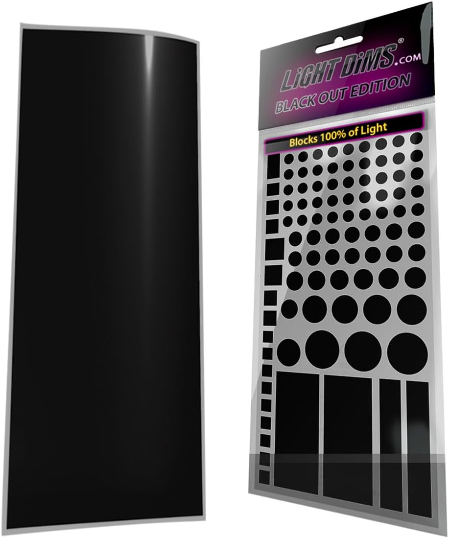 Lightdims Black Out Edition - Light Blocking LED Covers for Routers, Electronics and Appliances. Blocks 100% of Light, in Retail Packaging.