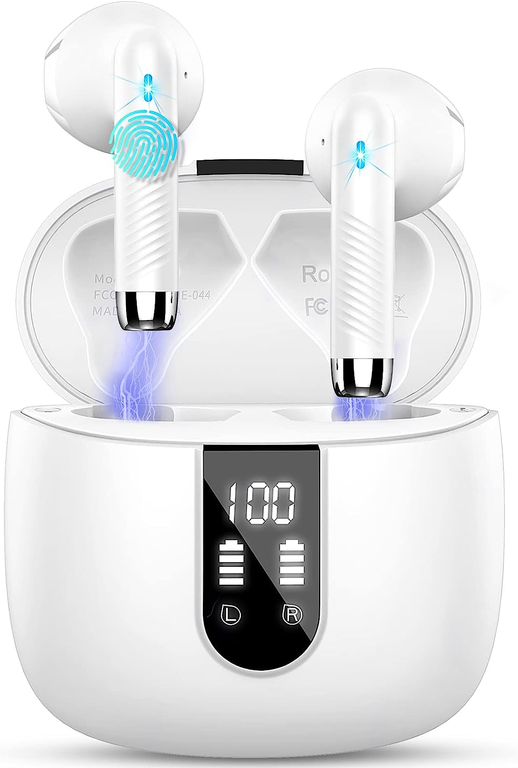 Bluetooth Headphones, In-Ear Headphones, Wireless Bluetooth 5.3 Wireless Headphones with 4 Mics, 2023 ENC Noise Cancelling Wireless Earbuds, 48H Deep Bass, IP7 Waterproof Earphones, LED Display, USB-C - Golden Pink image number 4