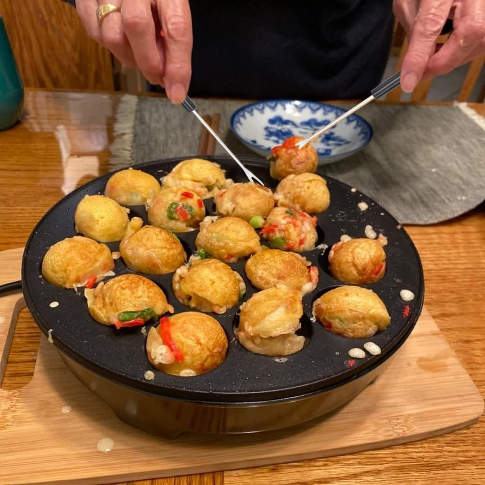 Kitment Electric Takoyaki Maker with Temperature Control, 18-Hole Octopus Ball Maker Machine for Japanese Takoyaki, Cake Pops & Mini Pancakes, Includes Tools, AU Plug image number 1