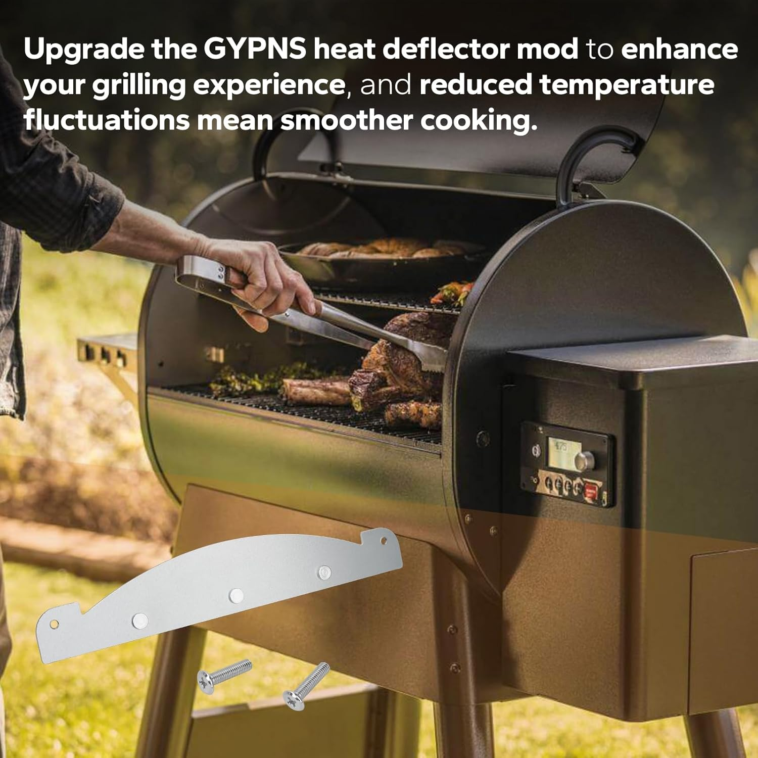 Magnetic Heat Deflector for Pit Boss Pellet Grill Flame Tamer Main Plate, Heavy-Duty Steel Flame Tamer for Pit Boss 850, PB1100, Laredo1000, Rancher XL Heat Diffuser Plate Replacement Part image number 6