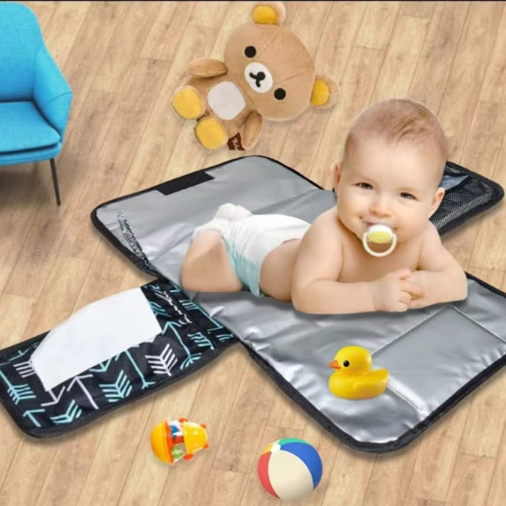 Tignapoo Portable Baby Changing Pad Waterproof Travel Baby Diaper Changing Pad Foldable Changing Mat for Baby Built-In Pillow with Pockets image number 1