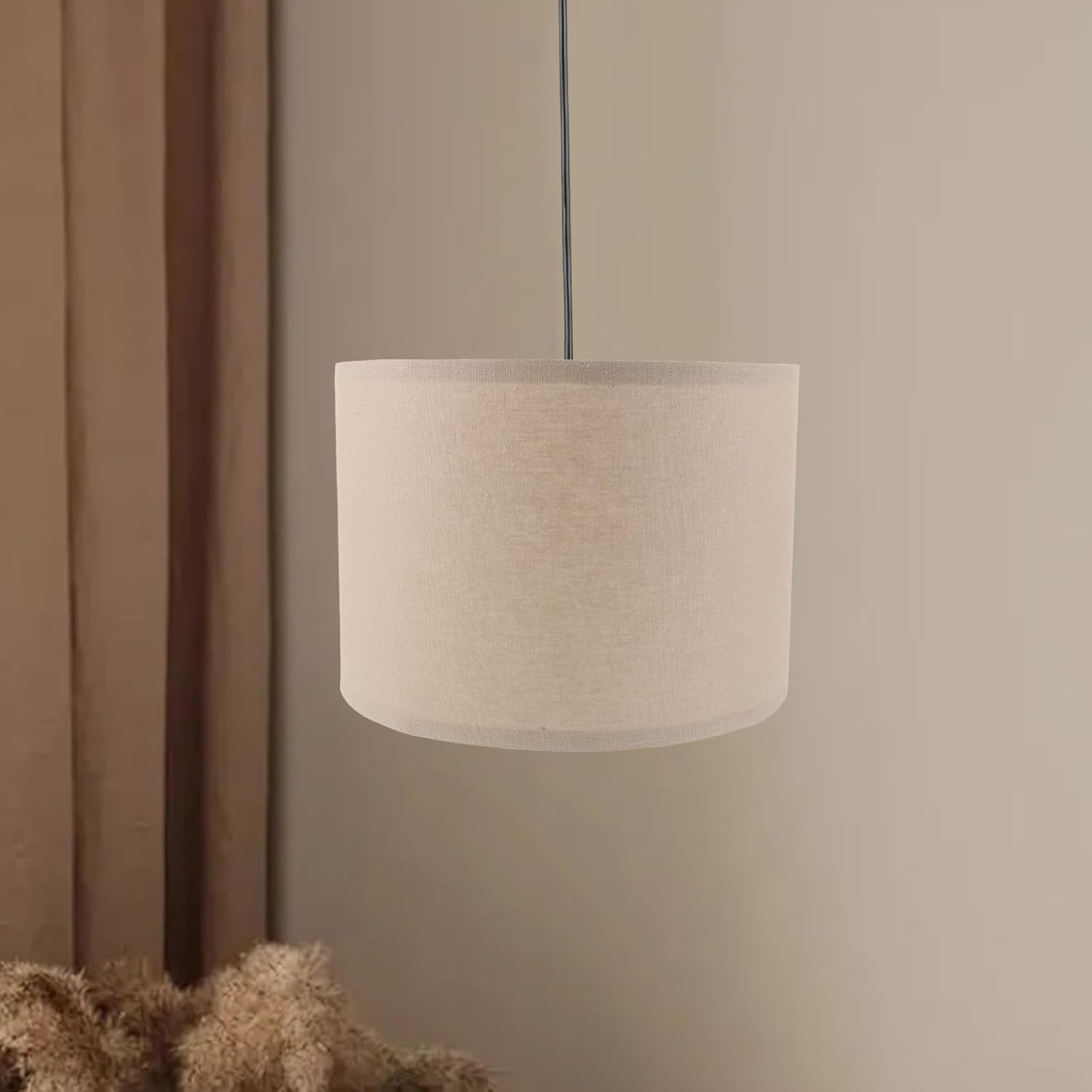 Levemolo Faux Linen Table Drum Lampshade Replacement Cylinder Lampshade Fabric Lamp Cover for Bedroom Living Room Bedside Side Table Lamp Khaki image number 1