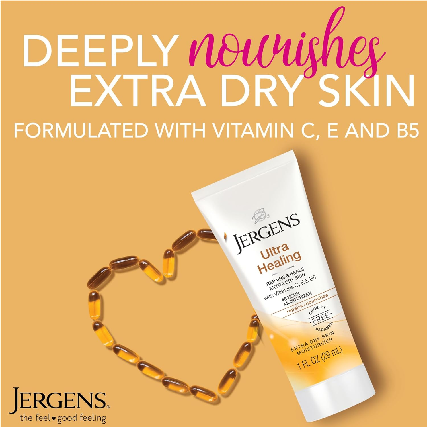 Jergens Ultra Healing Dry Skin Moisturizer, Travel Size Body and Hand Lotion, for Extra Dry Skin, Use after Washing Hands, HYDRALUCENCE Blend, Vitamins C, E, B5, 1 Fl Oz (Pack of 24) image number 2