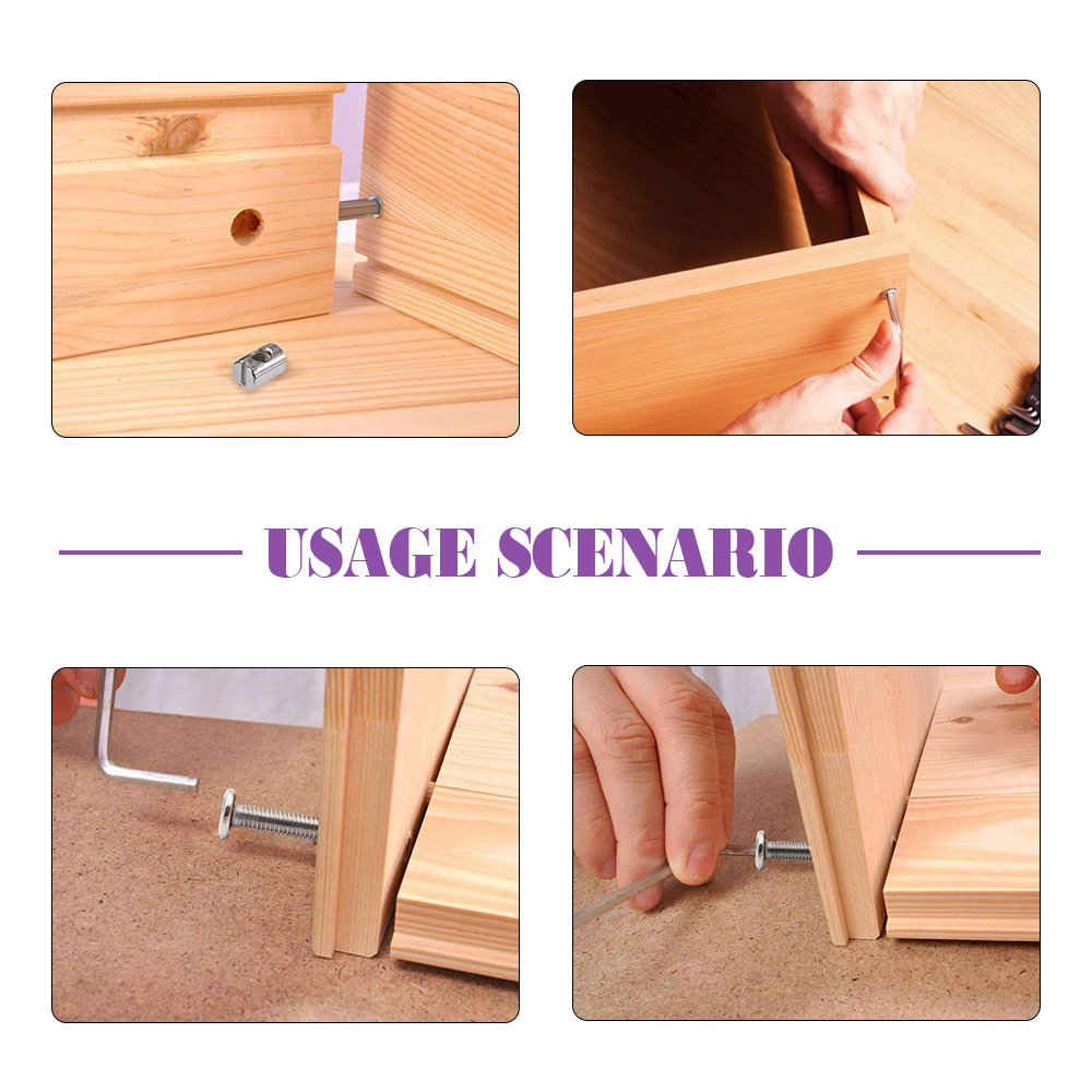 Swpeet 100Pcs Crib Hardware Screws, Nicked Plated M6 &times; 40/50/60/70/80Mm Hex Socket Head Cap Crib Baby Bed Bolt and Barrel Nuts with 1 X Allen Wrench Perfect for Furniture, Cots, Crib Screws image number 2