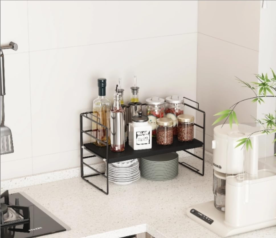 Sleek Metal Desk Shelf Organizer &ndash; Heavy-Duty Steel Frame Adjustable Book Shelf & Corner Shelf for Office & Kids, Stackable Cube Storage Unit with Rotating Design for Desktop, Kitchen image number 1