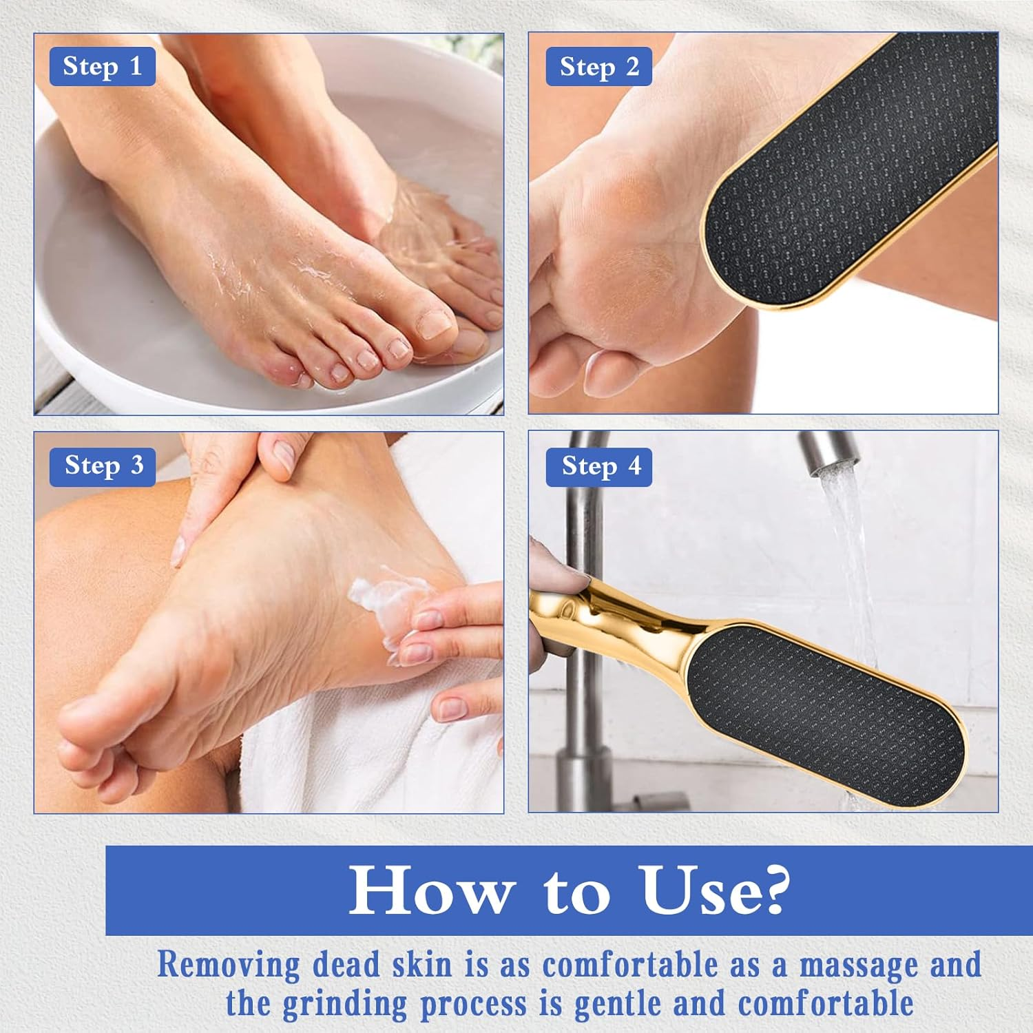 Nano Glass Foot File, Veinsgrain Foot File, Substantian Foot File, Nano Glass Foot File Callus Remover, beyond the Cream Foot File, Professional Foot Care Tools (Gold) - Blue image number 2