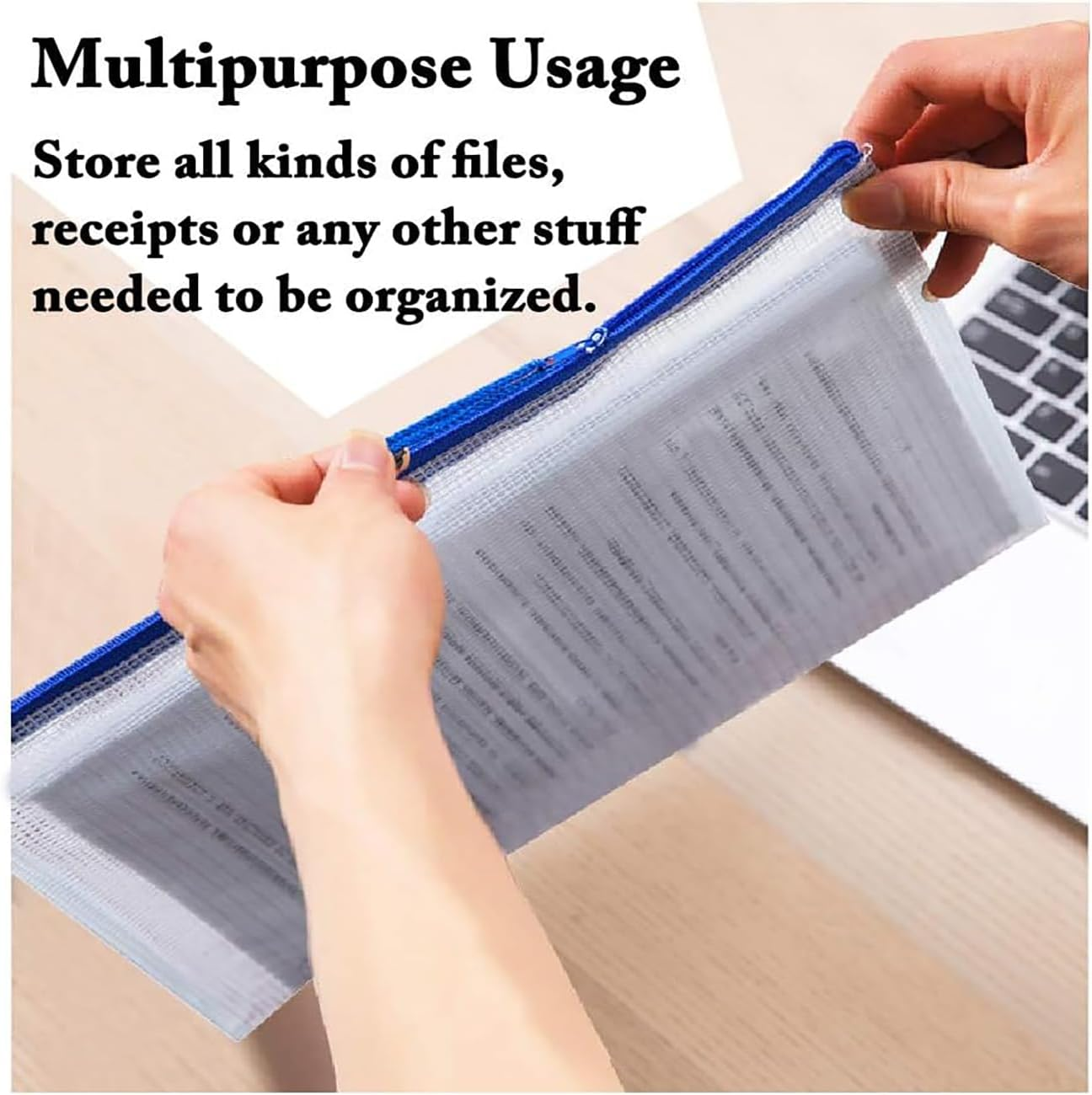 12 Pieces Zipper File Bags, A6 Clear Mesh Document Bag Plastic Folders Wallets Office School Storage Pouches for Document Business Receipts Organization image number 5