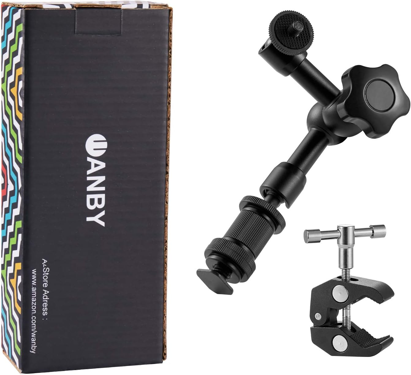 WANBY Magic Arm 7" Articulating Friction Arm & Large Adjustable Super Clamp Pliers Clip with 1/4" and 3/8" Thread for DSLR Camera Rig LCD Monitor LED Flash Lights image number 1