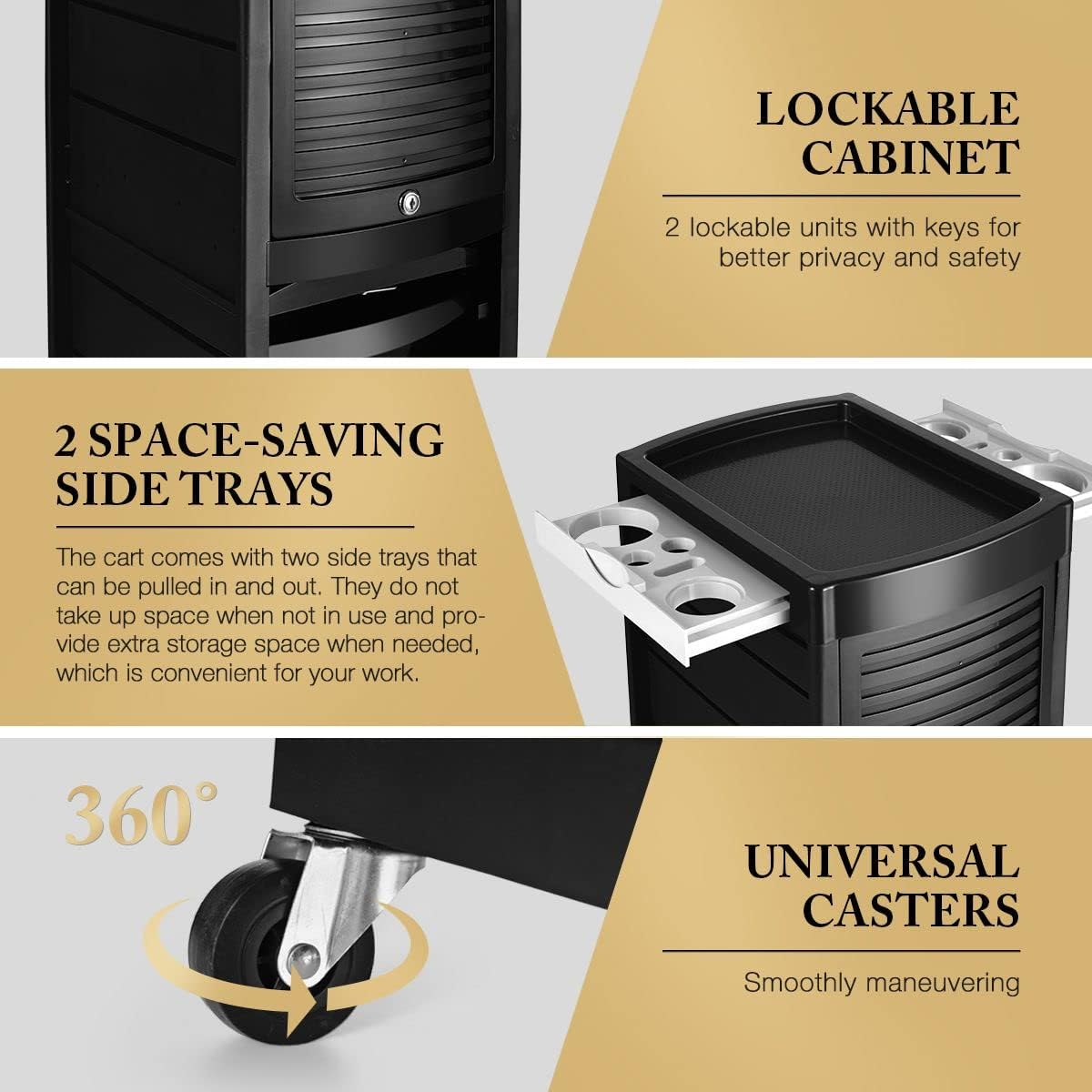 Salon Trolley Salon Storage Cart Hairdressing on Wheels Salon Tool Lockable Beauty Cart for Salon Beauty Spa 7 Tiers 6 Trays