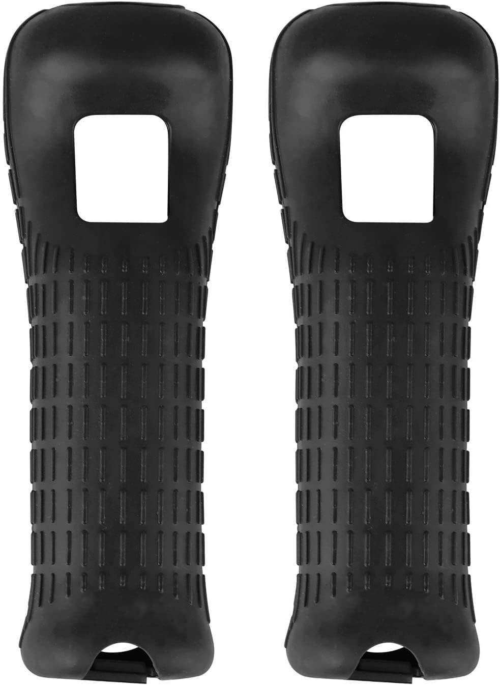 Jadebones 2X Black Silicone Skin Case Cover with Wrist Strap for Nintendo Wii Remote Controller image number 2