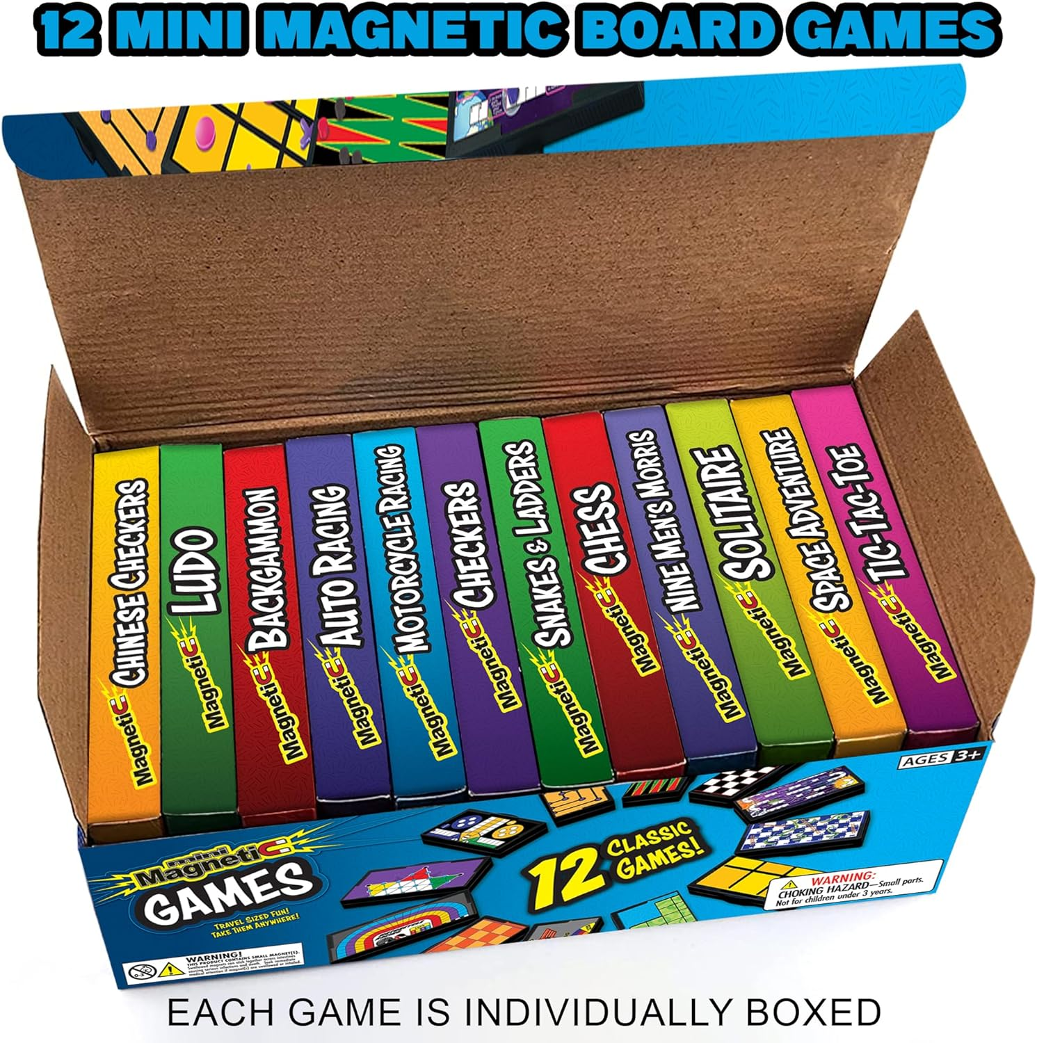 Gamie Magnetic Board Game Set Includes 12 Retro Fun Games - 5" Compact Design - Individually Boxed - Teaches Strategy & Focus - Great for Road Trip/ Travel/ Camping - Best Kids Ages 6+ image number 2