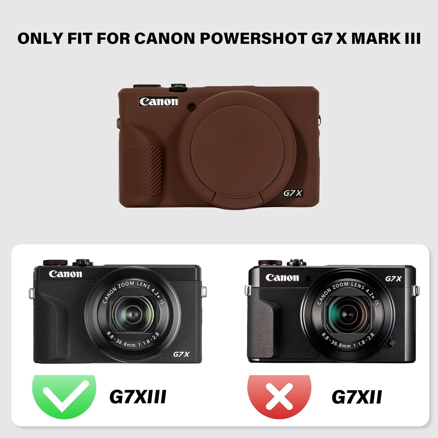 TYUANDOUER G7X Mark III Case & LCD Screen Protector Accessories Kit, Soft Silicone Case for Canon Powershot G7X Mark III Camera, Lightweight Protective Case Cover for G7X3 G7XIII - Dark Brown image number 3