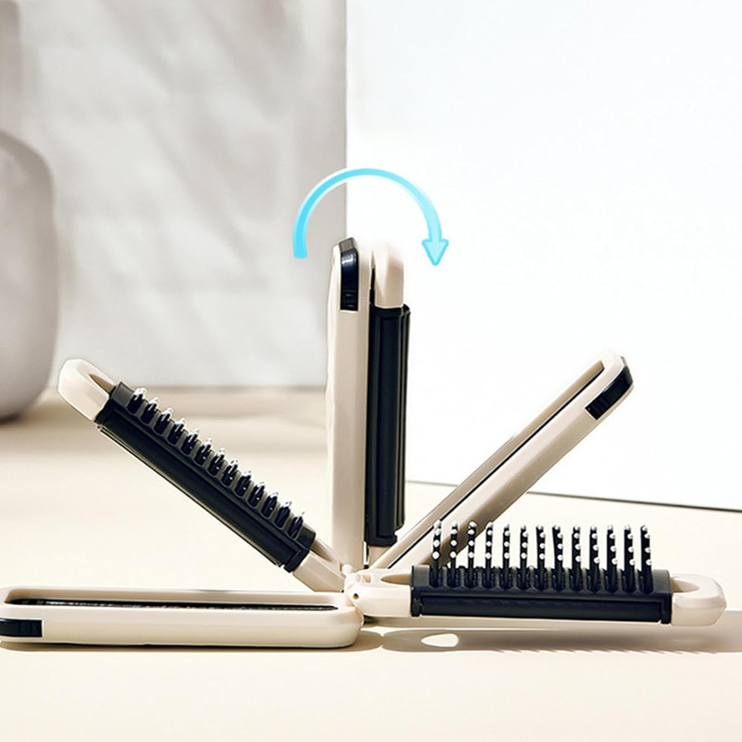 Foldable Travel Brush | Portable Massage Comb | Portable Pocket Hair Brush with Mirrors for Travel Car Gym for Women image number 1