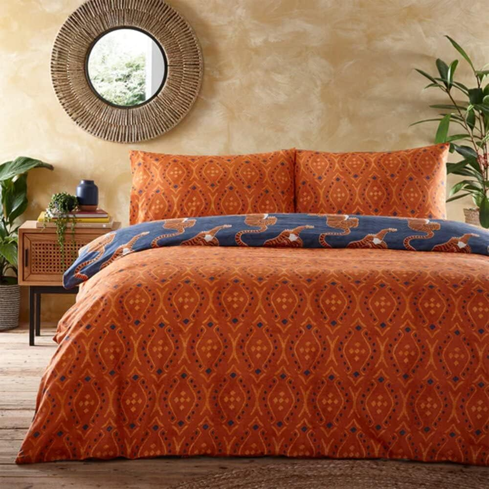 Furn. Tibetan Tiger Duvet Cover Set - Super King - Mustard image number 1