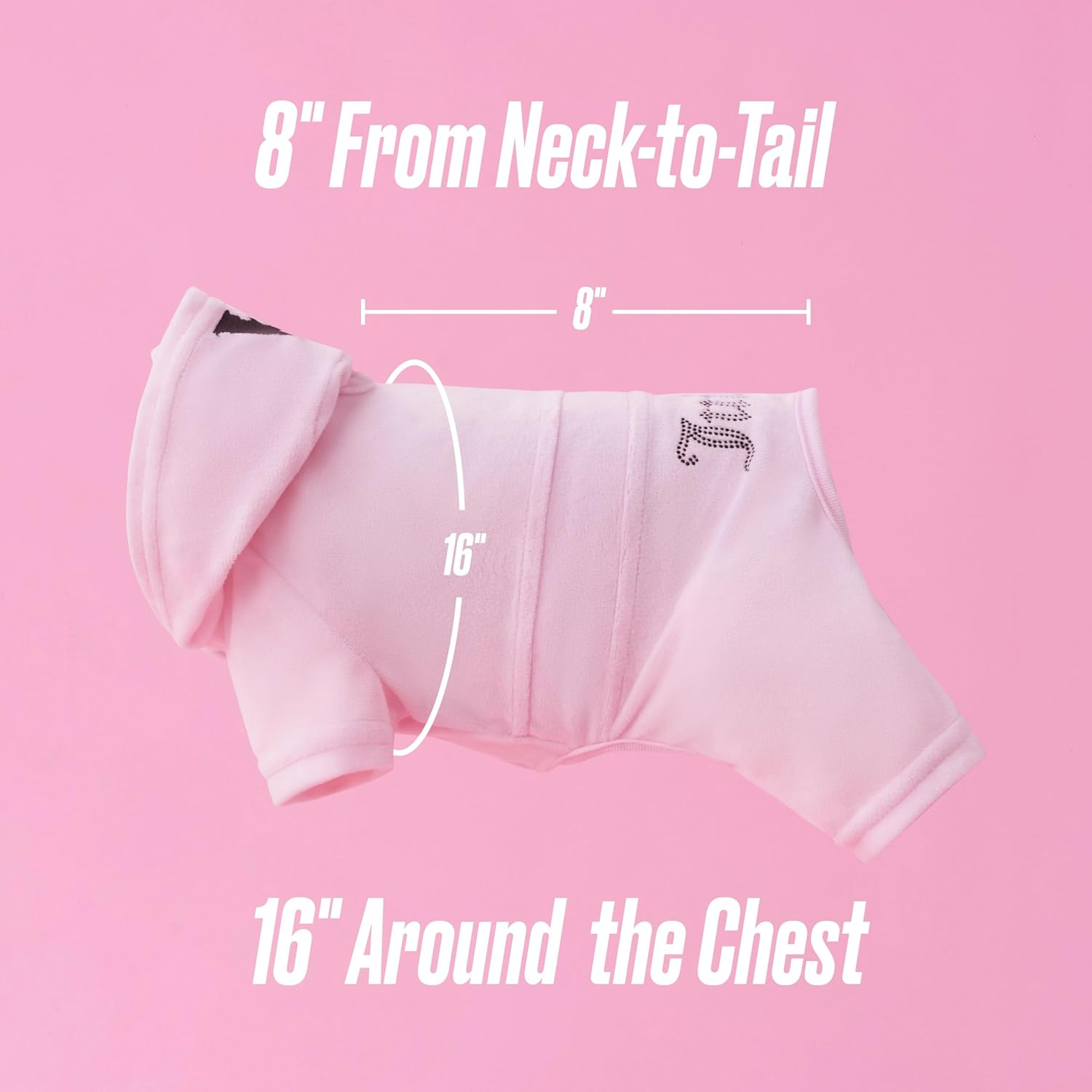 Juicy Couture Hooded Pet Juicy Bling Velour Tracksuit Chest 16 Inches for Small Dogs and Cats - Pink - XS/S image number 4