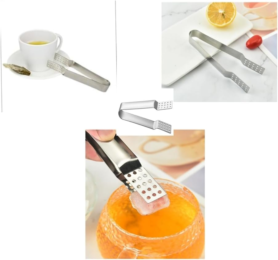DACUAN Tea Bag Squeezer Tongs, 2Pack Stainless Steel Tong Tea Strainer Loose Leaves with Hole Kitchen Tea Sugar Ice Tong, Teabag Squeezer Strainer Holder image number 1