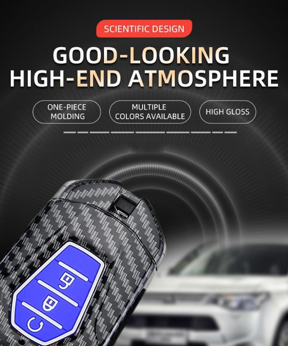 Ontto Luminous Car Key Fob Cover Fit for Isuzu D-Max MU-X D Max AT35 for Mazda BT50 Pickup 2020 Onwards 2023 2024 Key Holder Plastic Smart Shell Case Keyring Keychain Accessories 4 Buttons Black image number 3