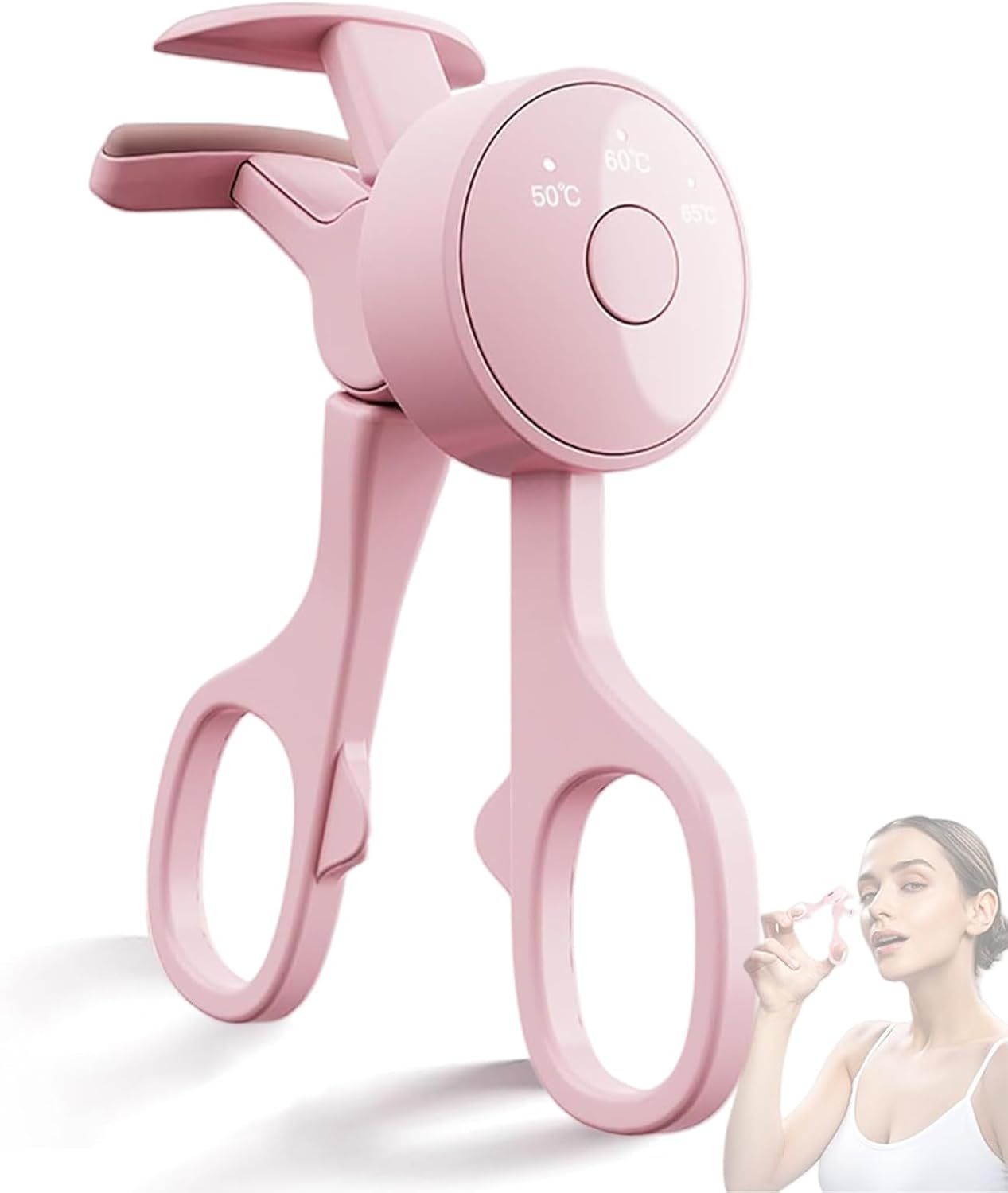 Hrenvaxil Eyelash Curler, Heated Eyelash Curler Electric Heated & Rechargeable Automatic, 50&deg;C/60&deg;C /65&deg;C Temperature for Natural Long Lifting - Portable & Safe for Sensitive Eyes, Perfect Travel Makeup Lash Curler for Women image number 2