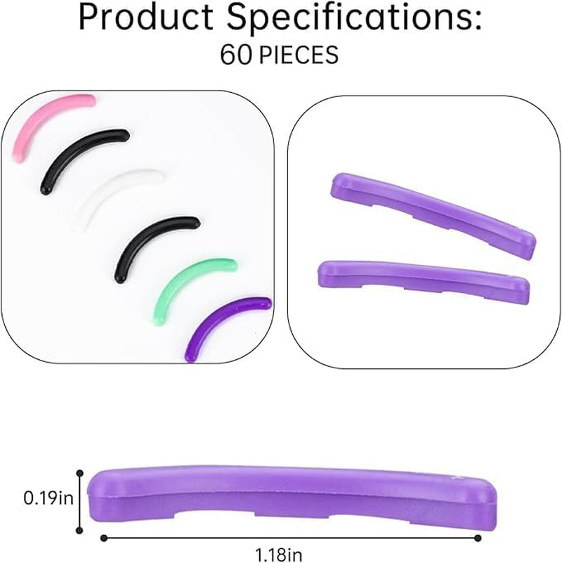 Ksngtixe 60 PCS Eyelash Curler Replacement Pads - Universal Silicone Soft Rubber Refills Compatible with Most Eyelash Curlers, Cosmetic Accessory image number 4