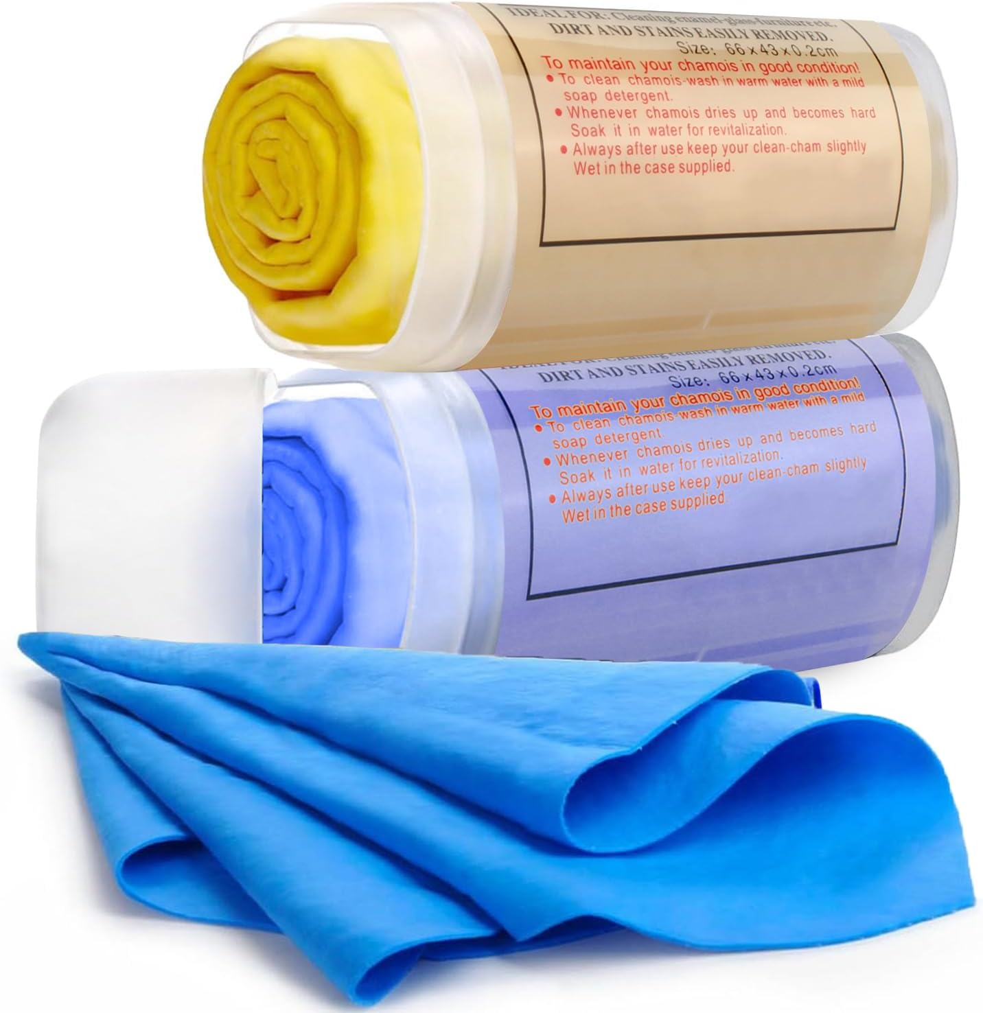 Car Drying Towel,Premium Chamois Drying Cloth Shammy Towel for Car,2Pk (25&rdquo;X17&rdquo;) Super Absorbent Reusable Chamois Towels by H HOME-MART (Blue+Purple)